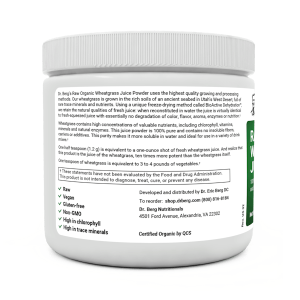 Organic Raw Wheatgrass Juice Powder (Lemon Flavor) | Dr. Berg